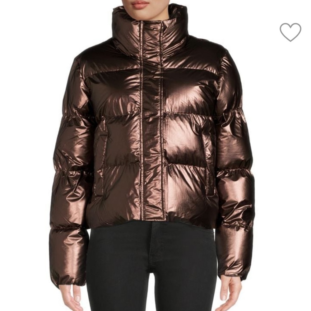 NOIZE Athena Metallic Hooded Puffer Jacket